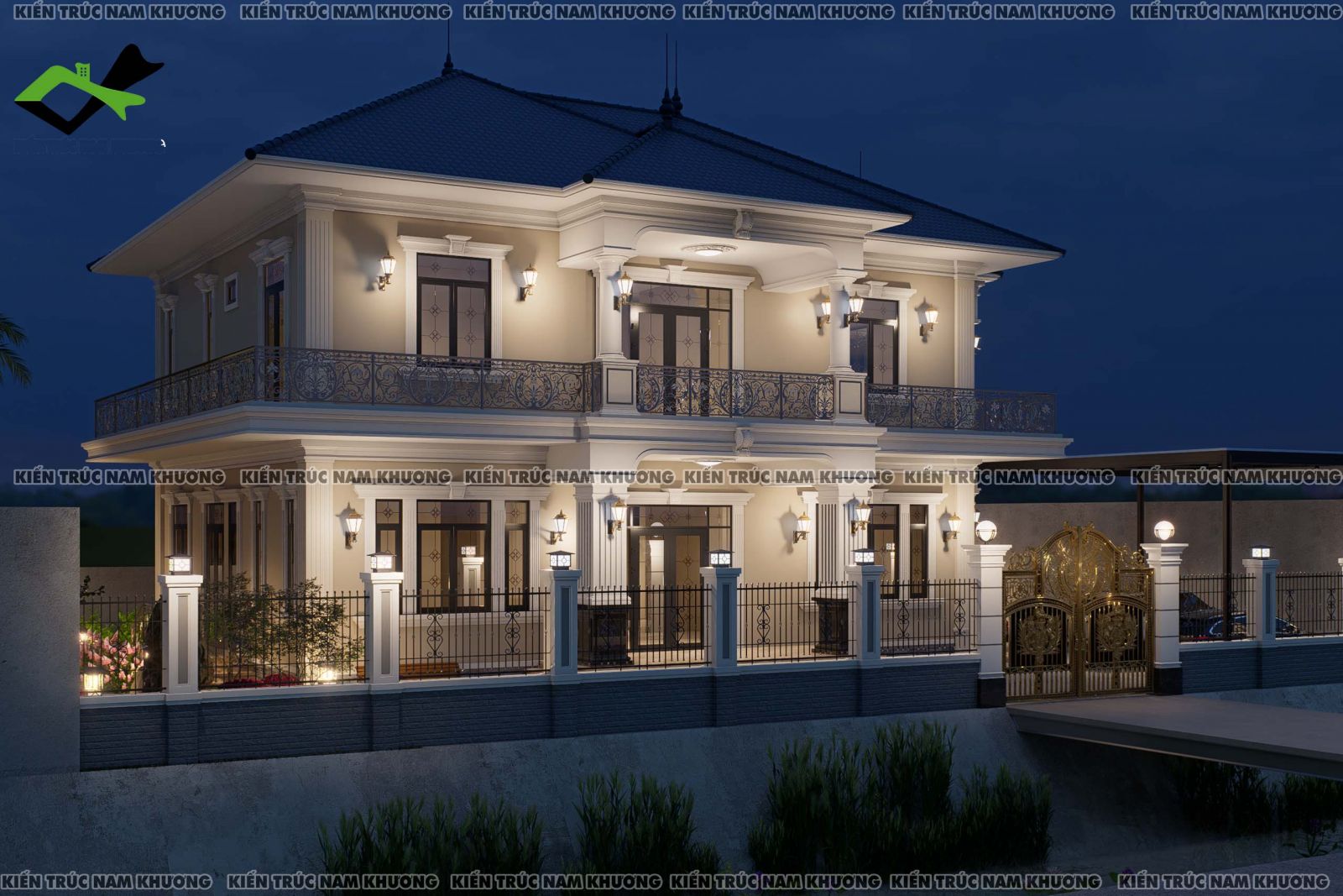 Thiết kế biệt thự 2 tầng mái nhật 