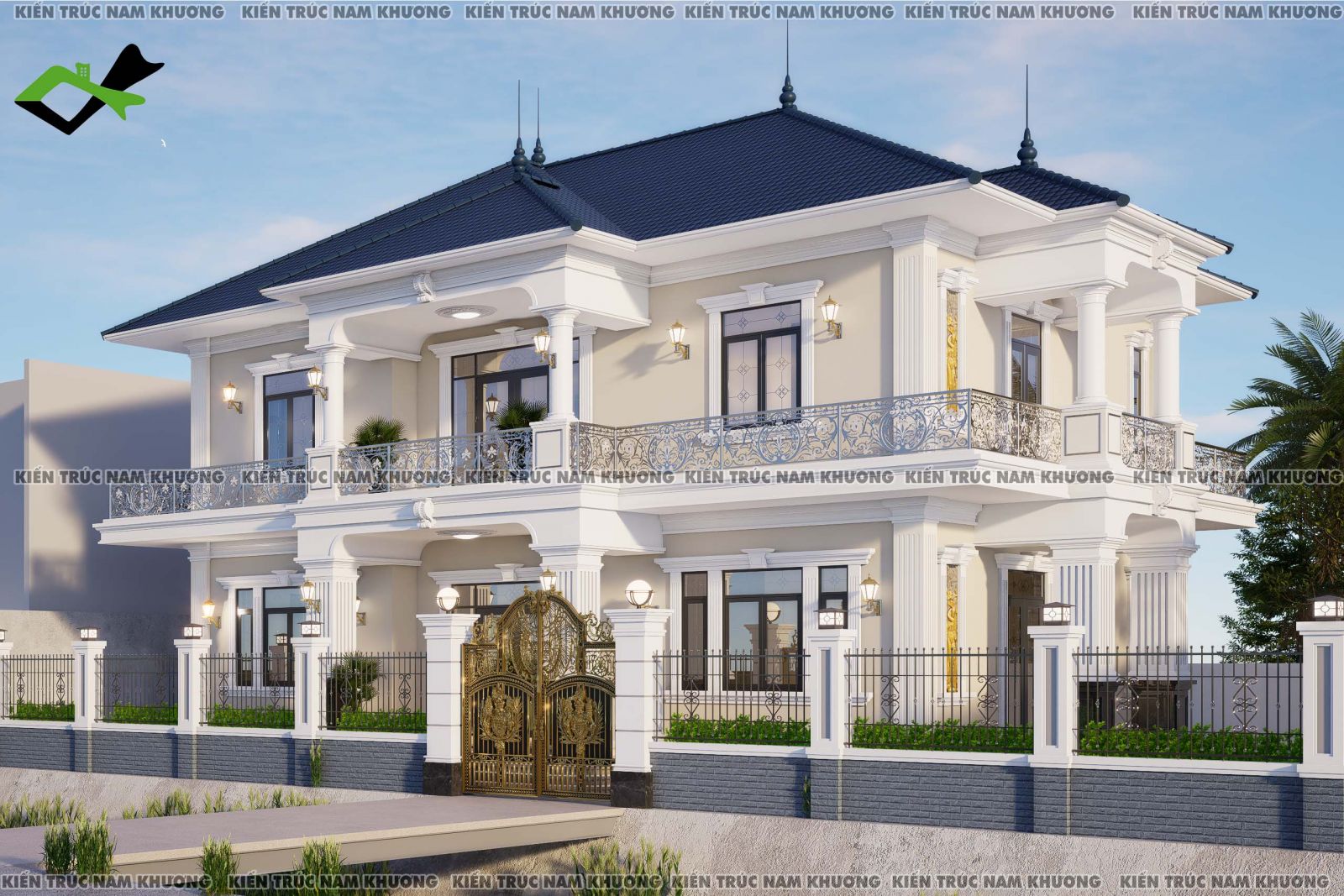 Biệt Thự Tân Cổ Điển Mái Nhật 2 Tầng – Không Gian Sống Hài Hòa Cùng Thời Gian biet thu tan co dien mai nhat 2 tang khong gian song hai hoa cung thoi gian