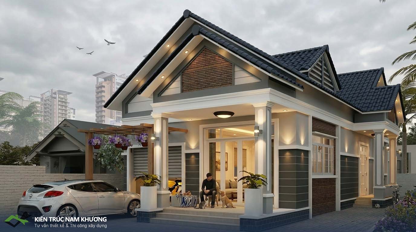 Thiết kế mặt tiền nhà cấp 4 Mái Thái