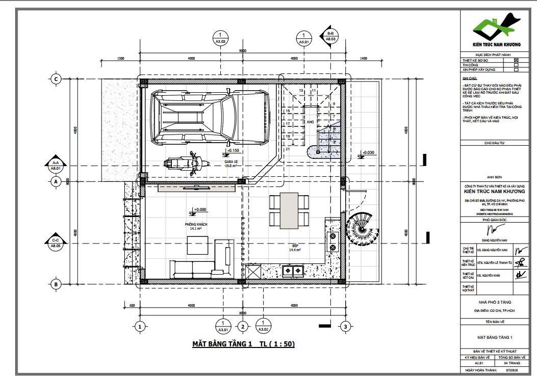 Thiết kế mặt bằng tầng trệt