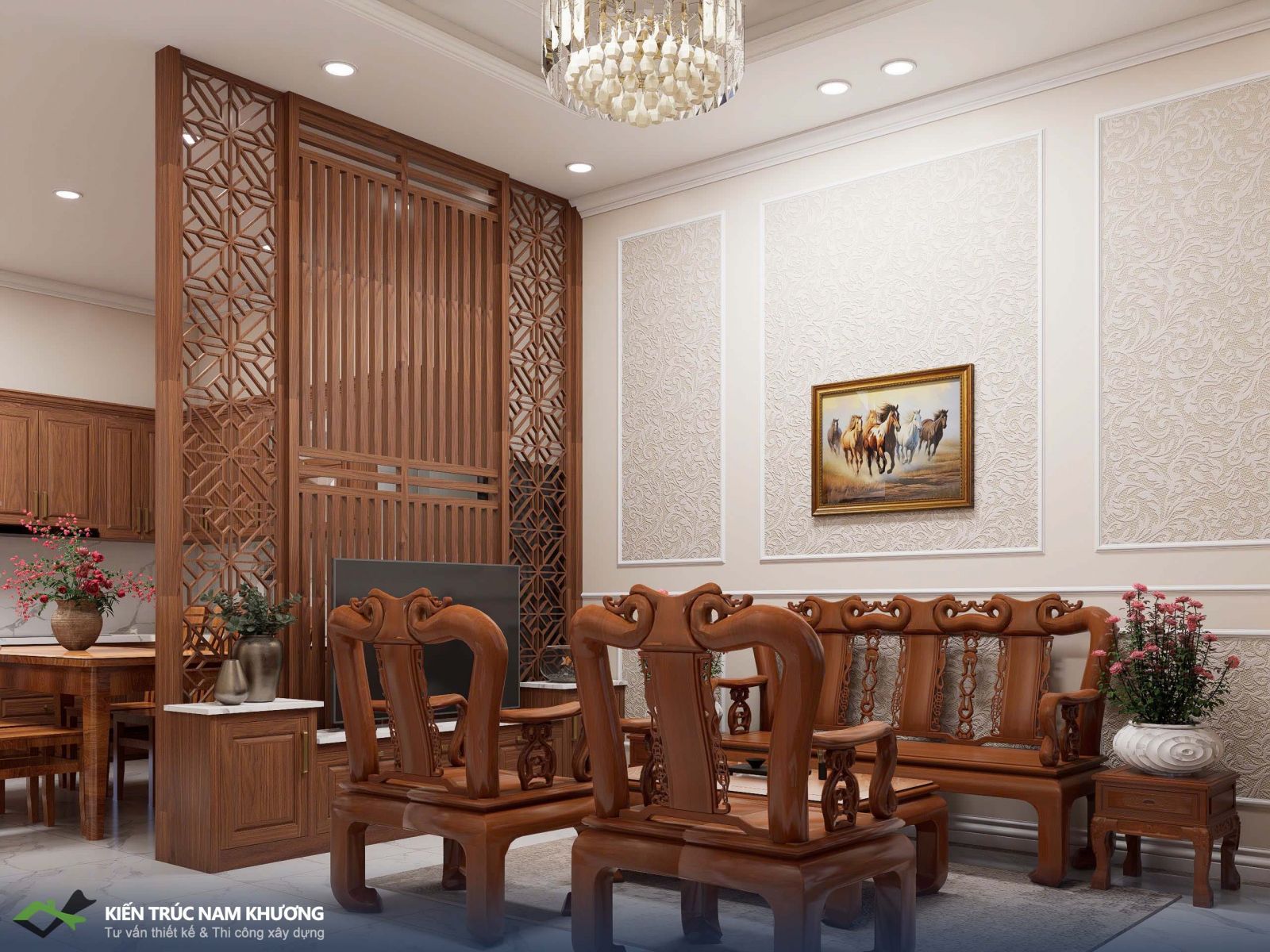 Nội thất phòng khách tân cổ điển