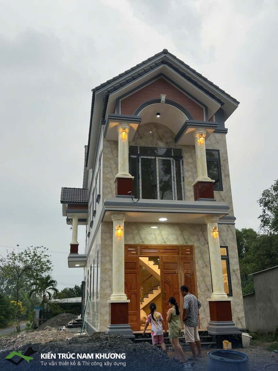 Thi công nhà phố 1 trệt 1 lầu mái thái