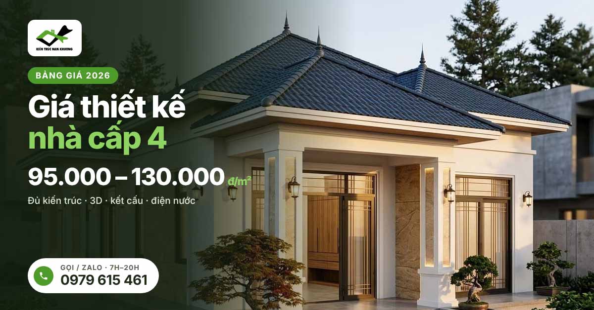 Giá thiết kế nhà cấp 4, biệt thự cấp 4 bao nhiêu? Bảng giá và những chi phí cần biết gia thiet ke nha cap 4 biet thu cap 4 bao nhieu bang gia va nhung chi phi can biet