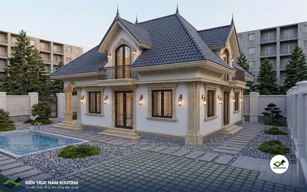 Biệt thự 1 tầng kiểu Pháp biet thu 1 tang kieu phap